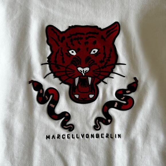 Marcel Von Berlin Tiger and Snake Tee in White - Picture 2 of 7